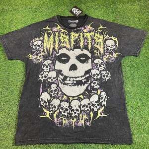 Misfits Acid Wash Fiend Skull Graphic Band T-Shirt Size L